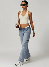 Vector Sportswear Essential Crop Top – Beige, sleek V-neck activewear top designed for comfort, style, and movement.